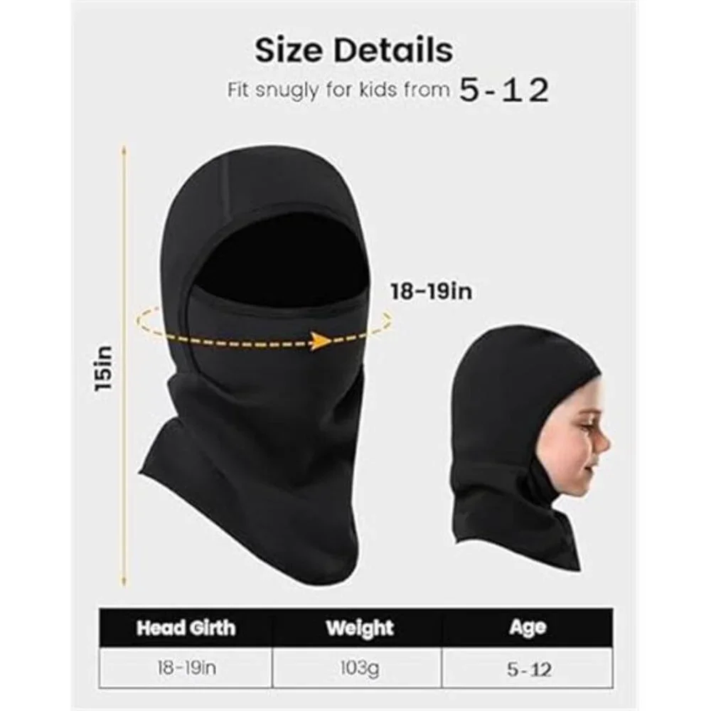 Aegend Balaclava Face Mask for Kids Age 5-12, Windproof Ski Face Neck Warmer